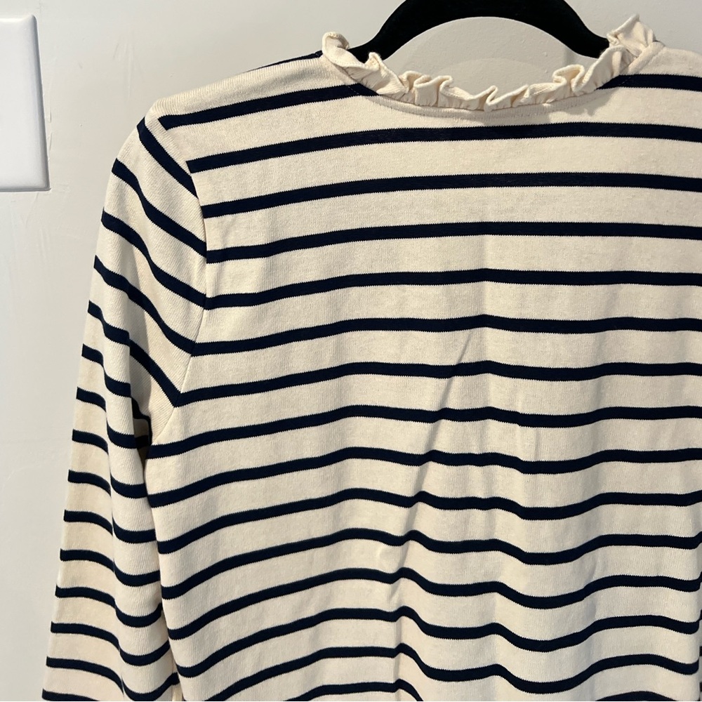 🆕 Sézane Gael Marinere Long Sleeve Shirt in Ecru Navy Small - Picture 8 of 9